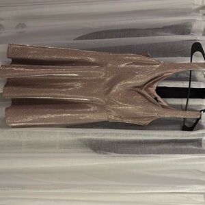 Rose gold glittering short prom/formal dress with hidden pockets.